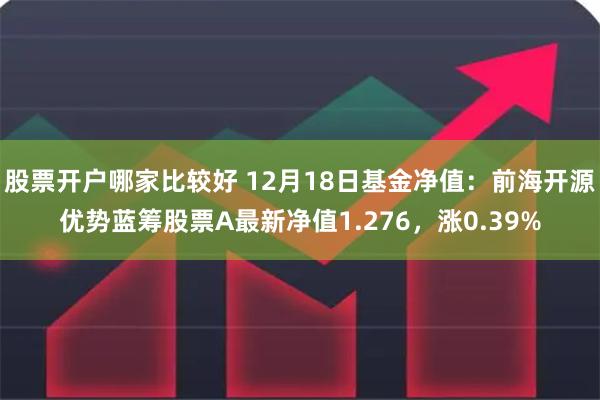 股票开户哪家比较好 12月18日基金净值：前海开源优势蓝筹股票A最新净值1.276，涨0.39%